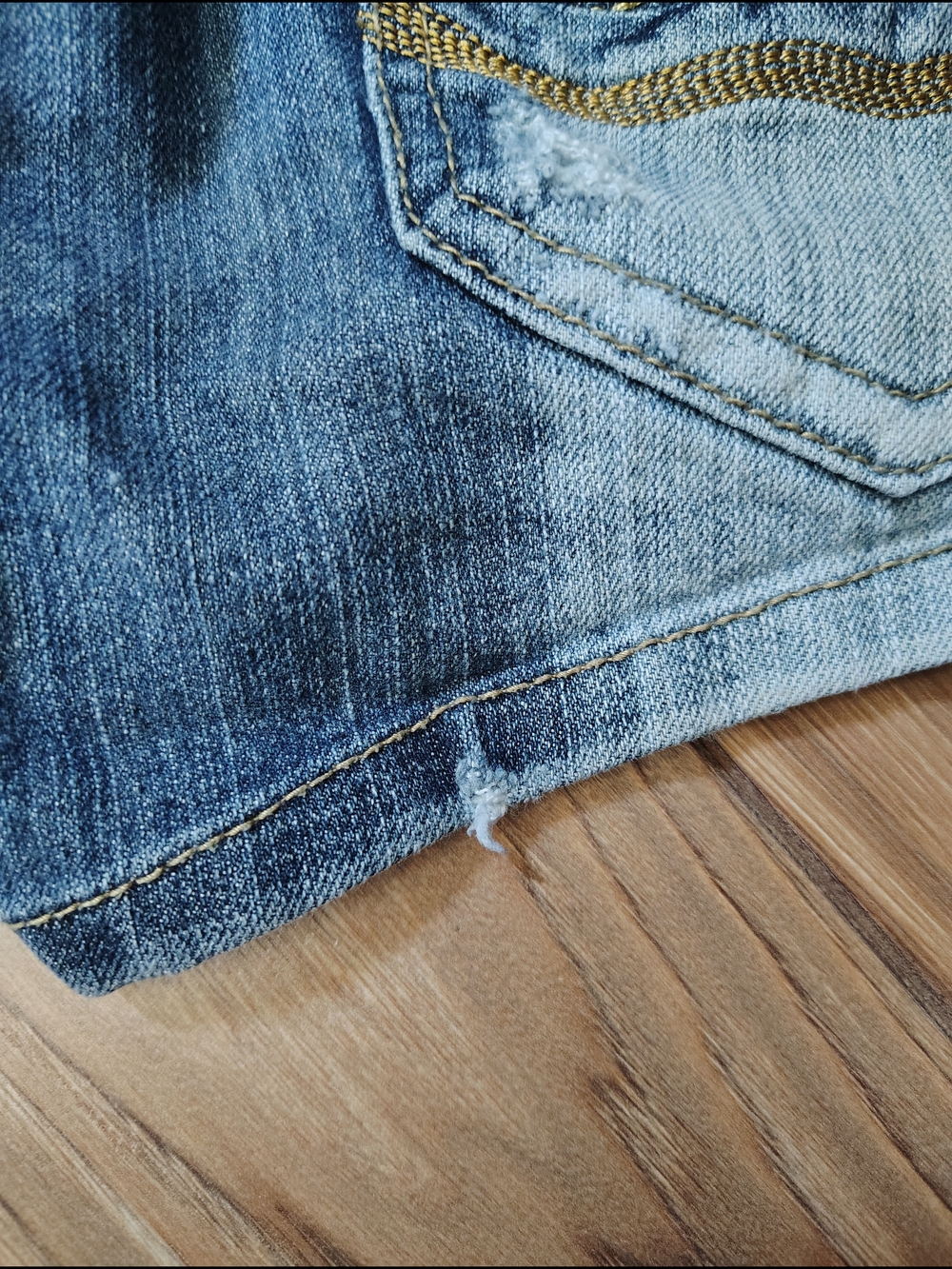 Hot Kiss Distressed Denim Jean Shorts with Patchwork - Picture 5 of 5